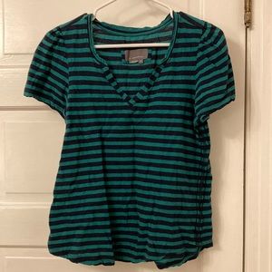 Green striped v-neck t